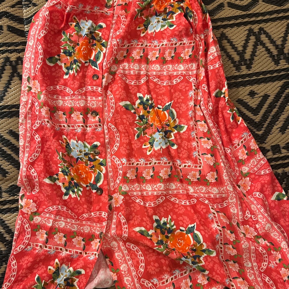LC Lauren Conrad Red Floral Skirt